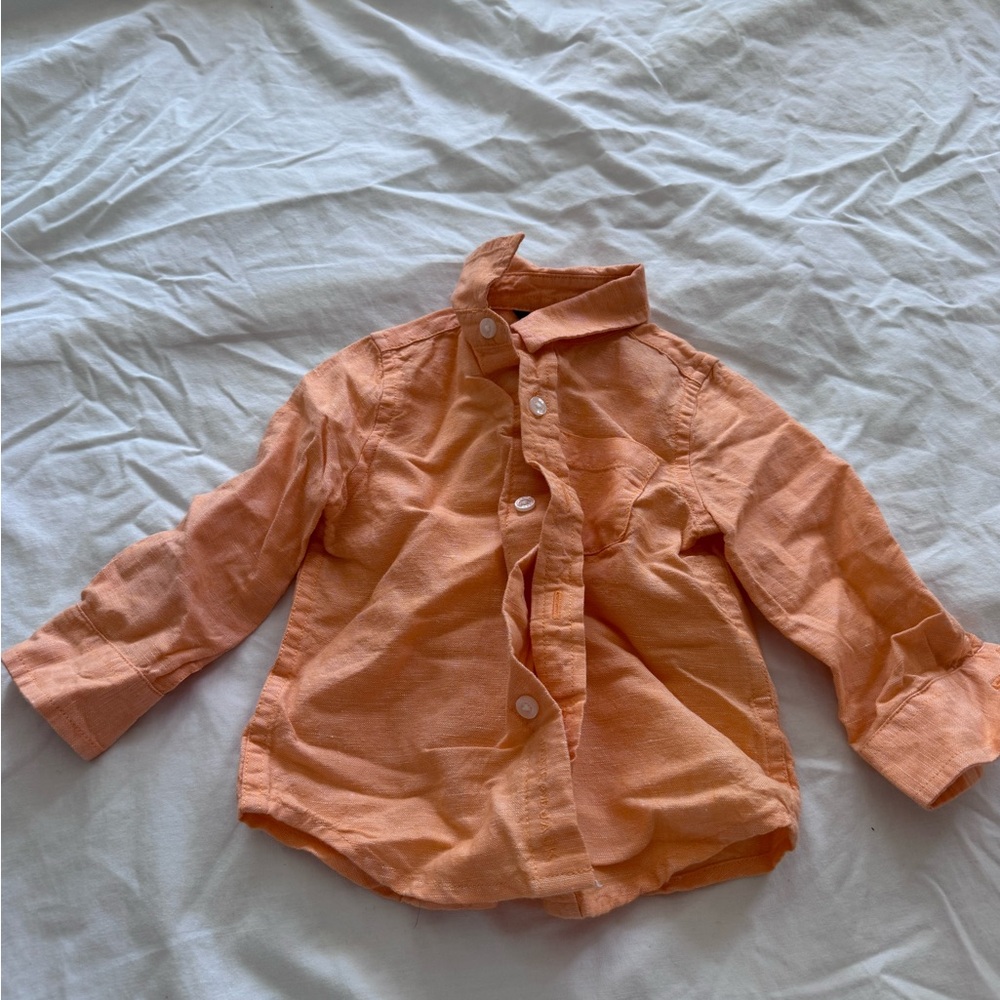 Toddler Janie and Jack Linen Orange Button-Up Shirt
